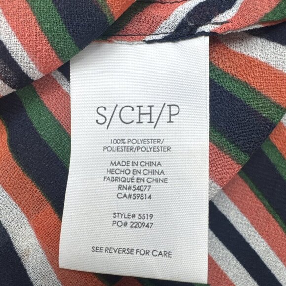 CAbi Women’s Colorful Striped Sheer Balloon Sleeve Ultimate Blouse Top Sz S - Picture 6 of 9